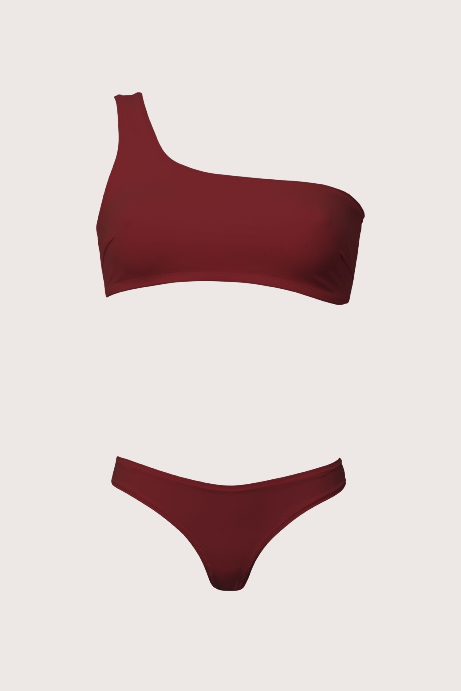 One Shoulder Low-Rise Set Wine Red (2er Set - jetzt vorbestellen)