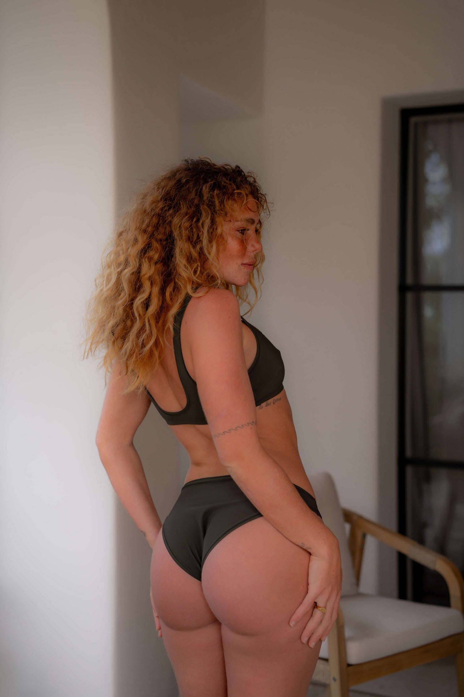 One Shoulder Low-Rise Set Forest Green (2er Set)