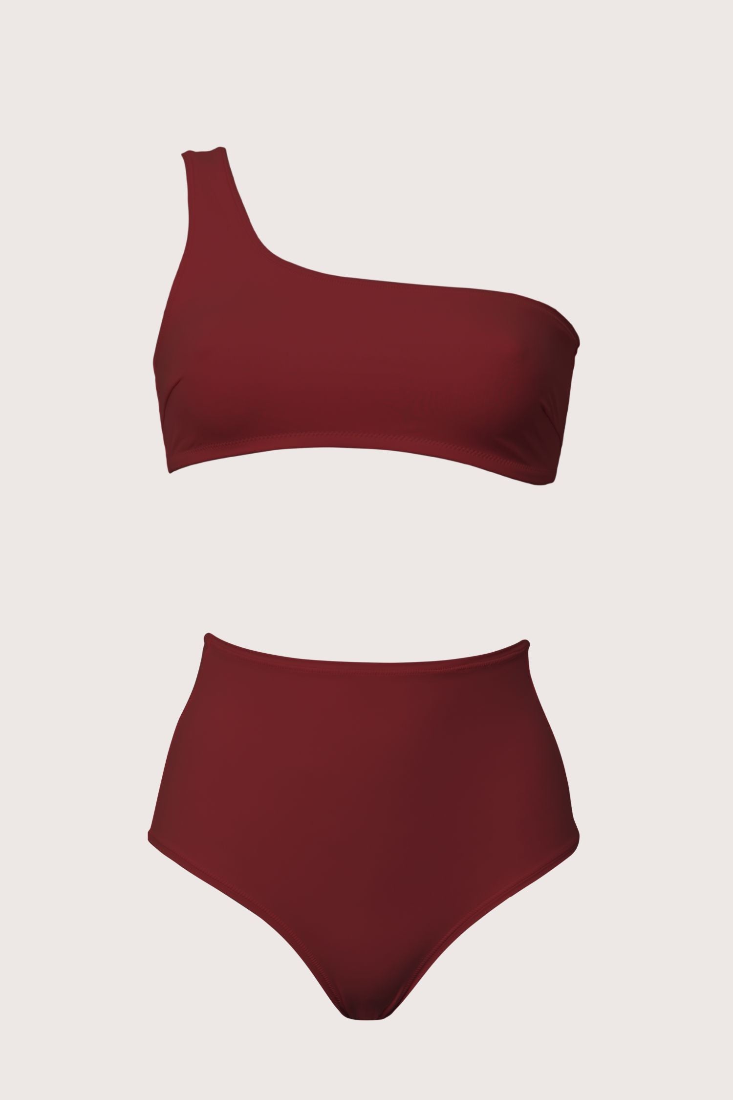 One Shoulder High-Rise Wine Red (2er Set - jetzt vorbestellen)